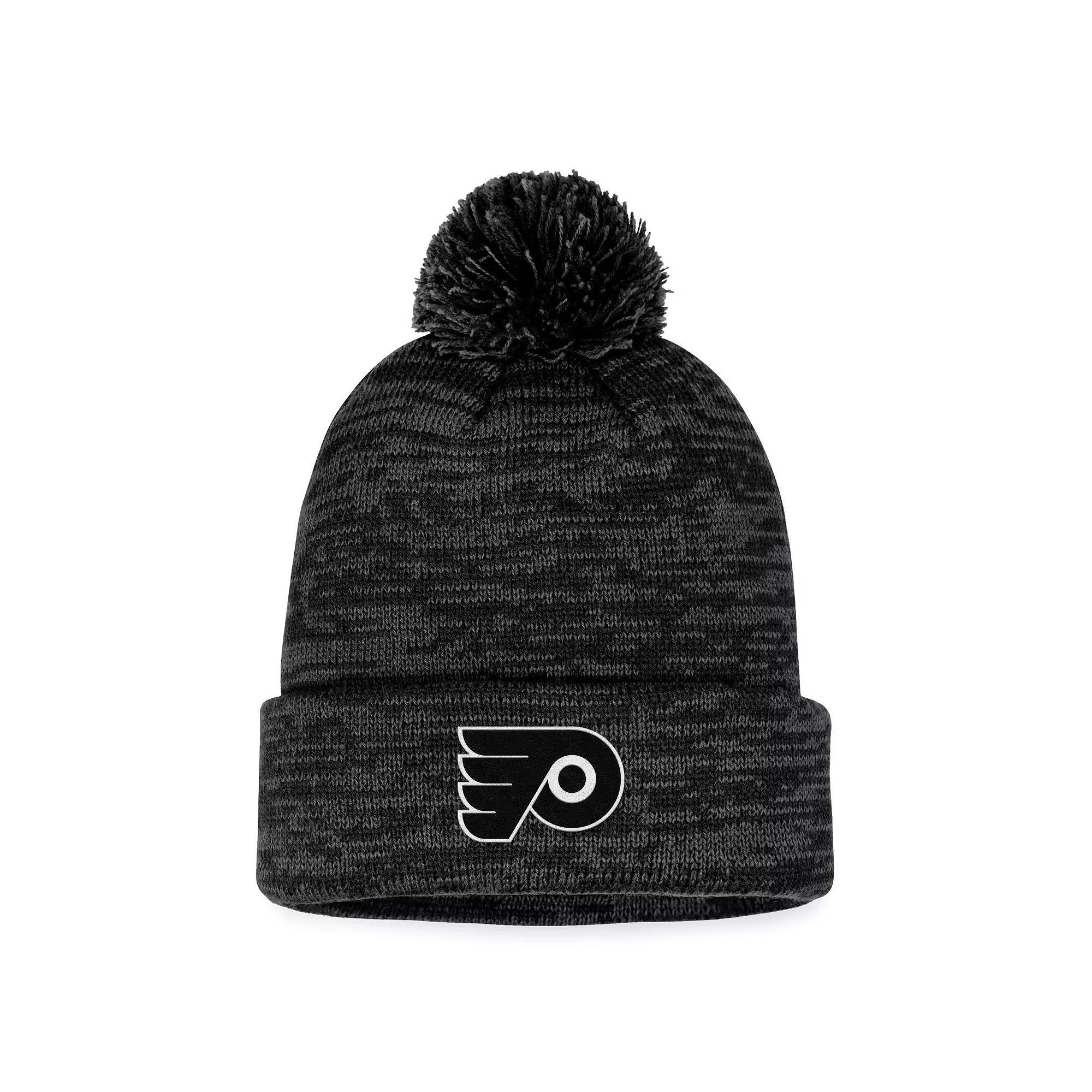 Mens Fanatics Branded Black Philadelphia Flyers Fundamental Cuffed Knit Hat with Pom Product Image