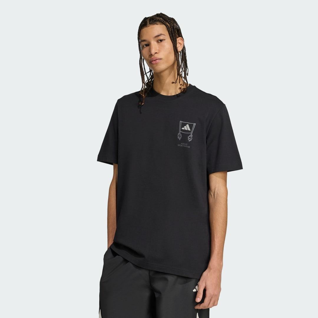 adidas Stadium Crowd Loose Graphic Tee Black L Mens Product Image
