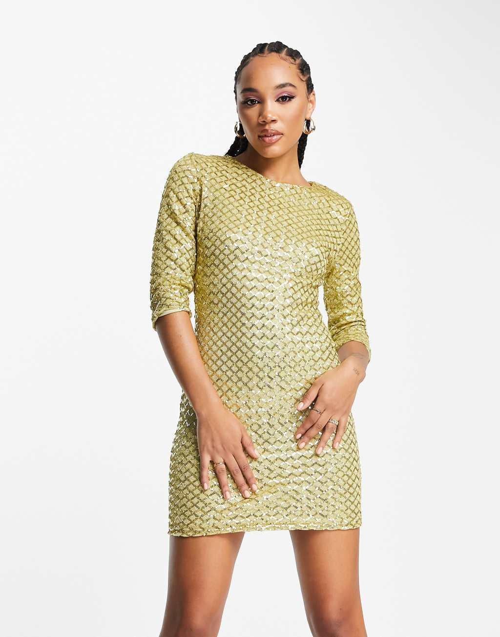 NaaNaa sequin mini dress with long sleeves Product Image