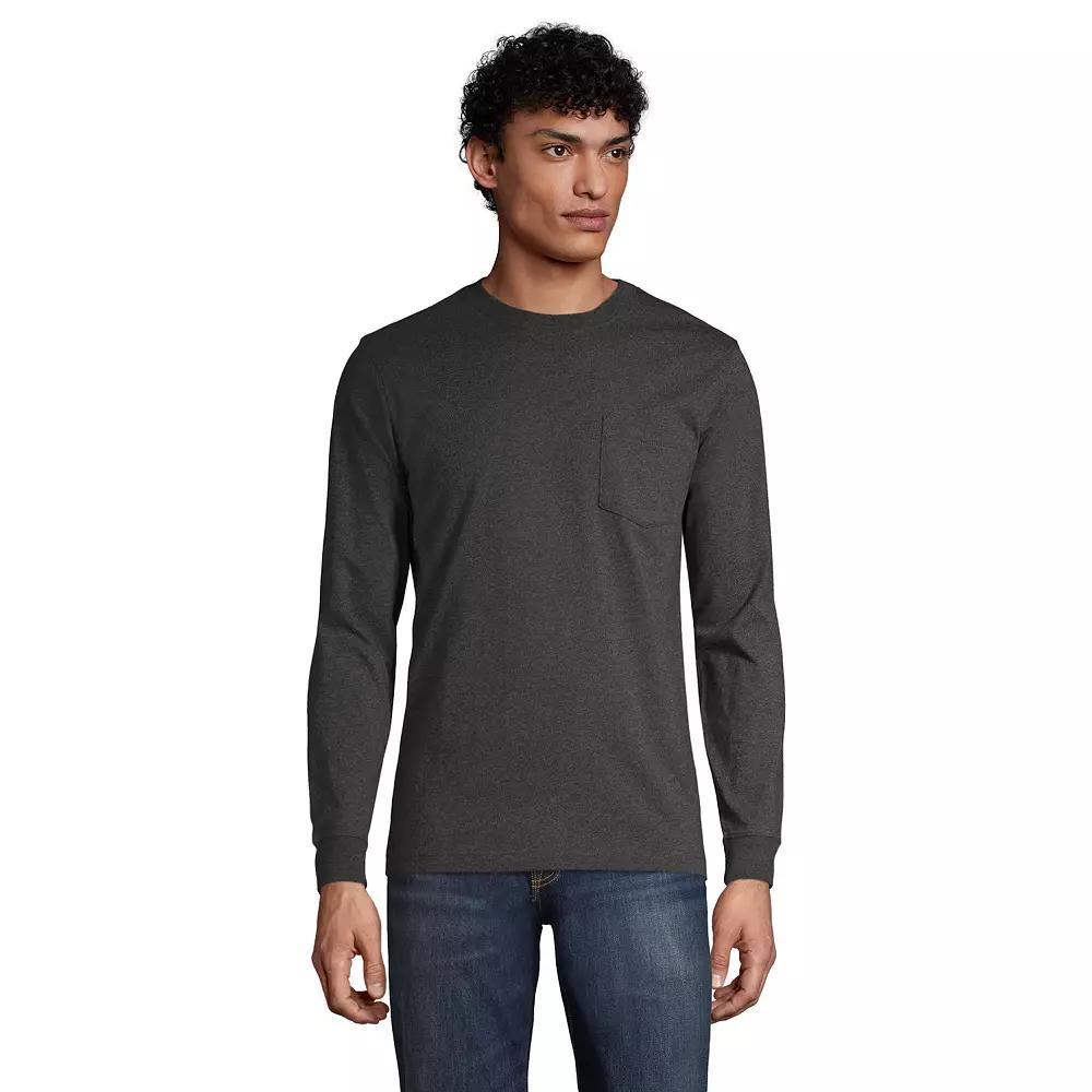 Big & Tall Lands' End Super-T Pocket Tee, Men's, Size: XXL Tall, Dk Grey Heather Product Image