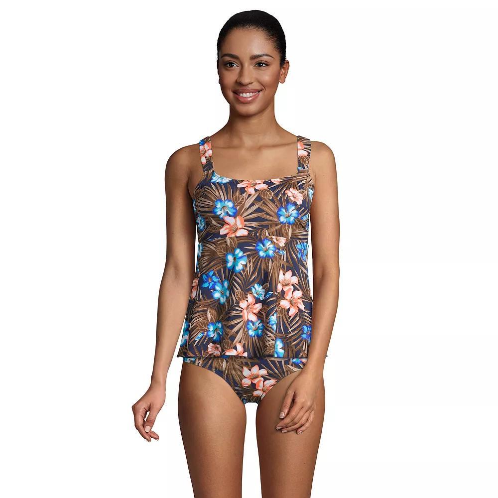 Women's Lands' End Flutter Empire UPF 50 Tankini Swimsuit Top, Size: XS, Blue Ditsy Floral Product Image