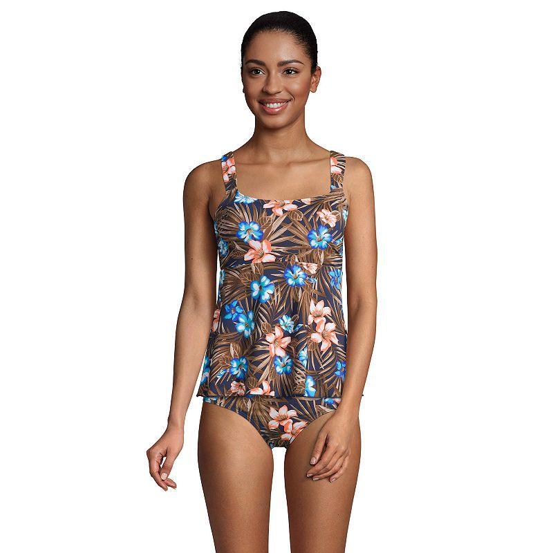 Women's Lands' End Flutter Empire UPF 50 Tankini Swimsuit Top, Size: XS, Blue Ditsy Floral Product Image