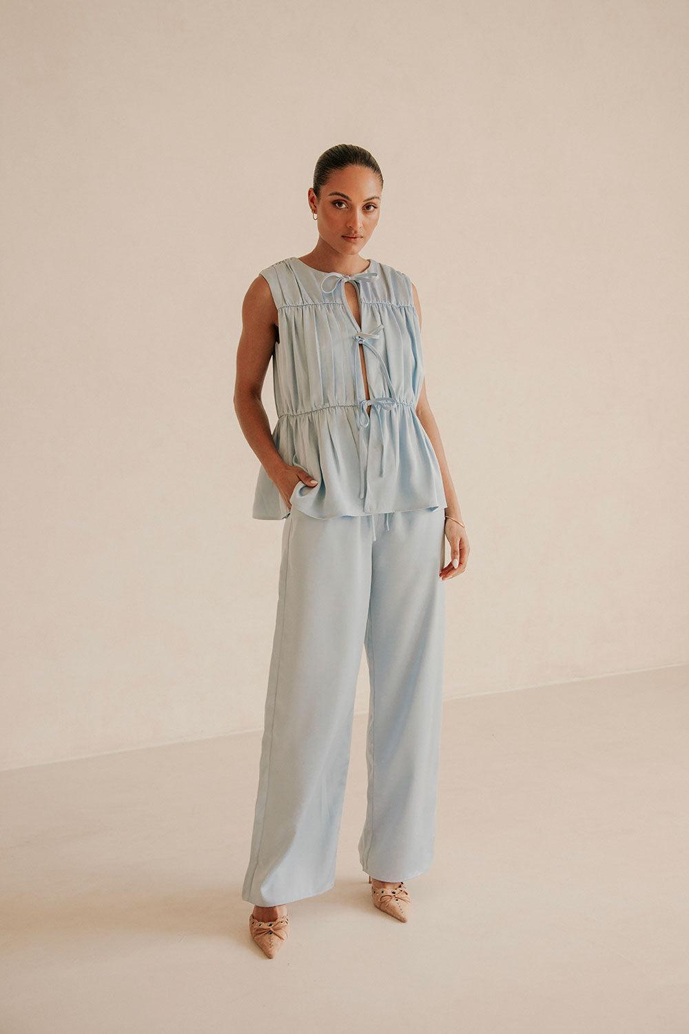 SAMPLE-Juliette Pants - Blue Product Image