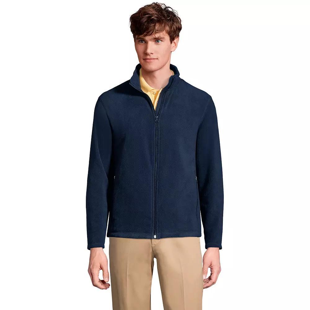 Men's Lands' End Full-Zip Mid-Weight Fleece Jacket, Size: Large, Dark Grey Product Image