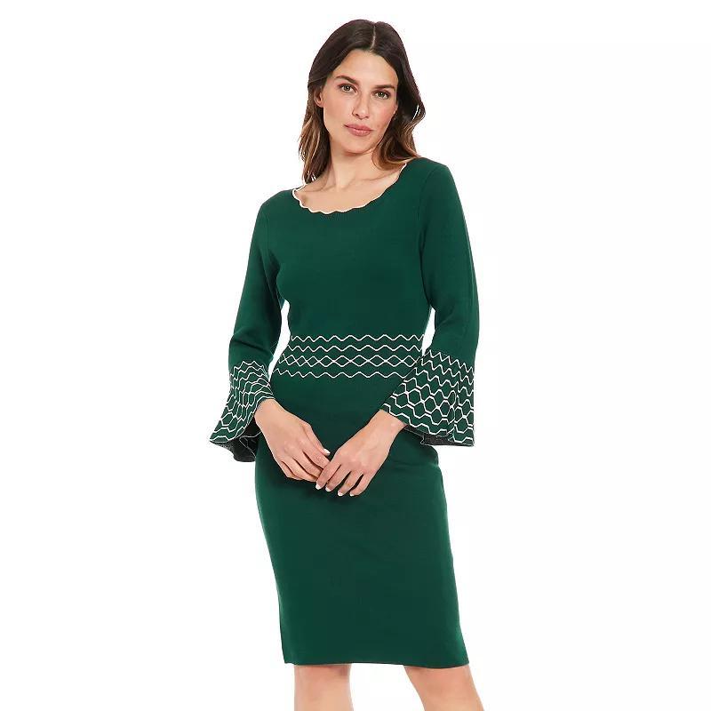 Women's London Times Solid Bell Sleeve Sweaterdress, Size: Small, Blue Product Image