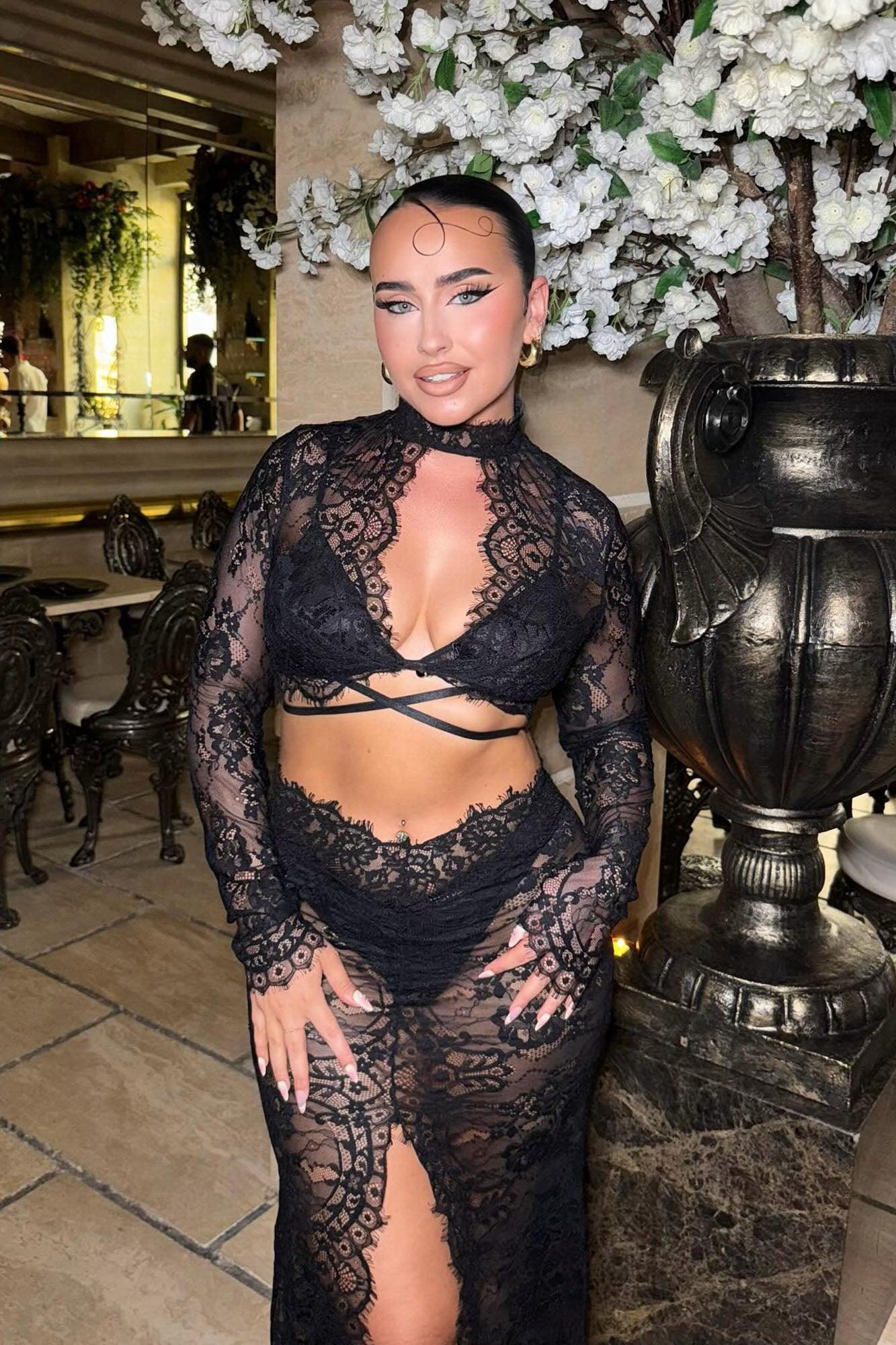 Love In Lace Maxi Skirt Set - Black Product Image
