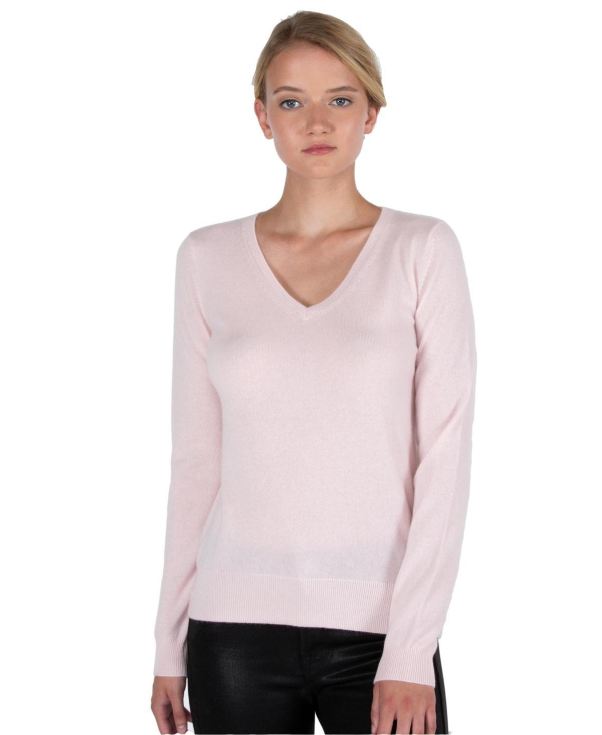 Jennie Liu Womens 100% Pure Cashmere Long Sleeve Pullover V Neck Sweater (8160, Lime, Large ) Product Image