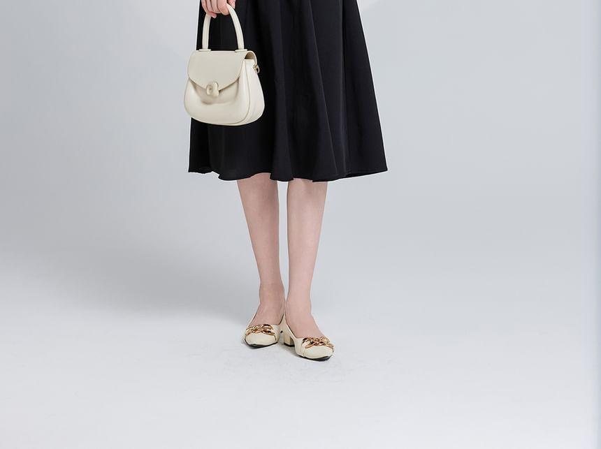 Long Sleeve Round Neck Patterned Beaded Panel Knit Midi A-Line Dress Product Image
