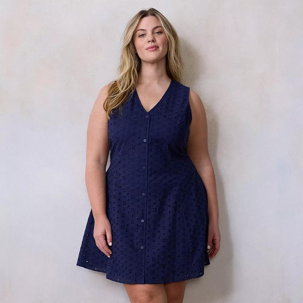 Plus Size LC Lauren Conrad Souvenir Mini Dress, Women's, Size: 1XL, Seattle Blue Product Image