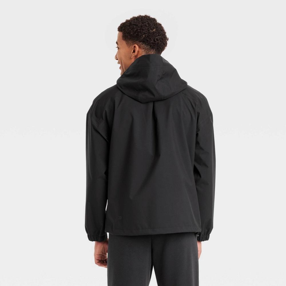 Mens Waterproof Rain Coat - All In Motion Black L: Recycled Polyester, Lightweight, Seamless, Adjustable Hood Product Image