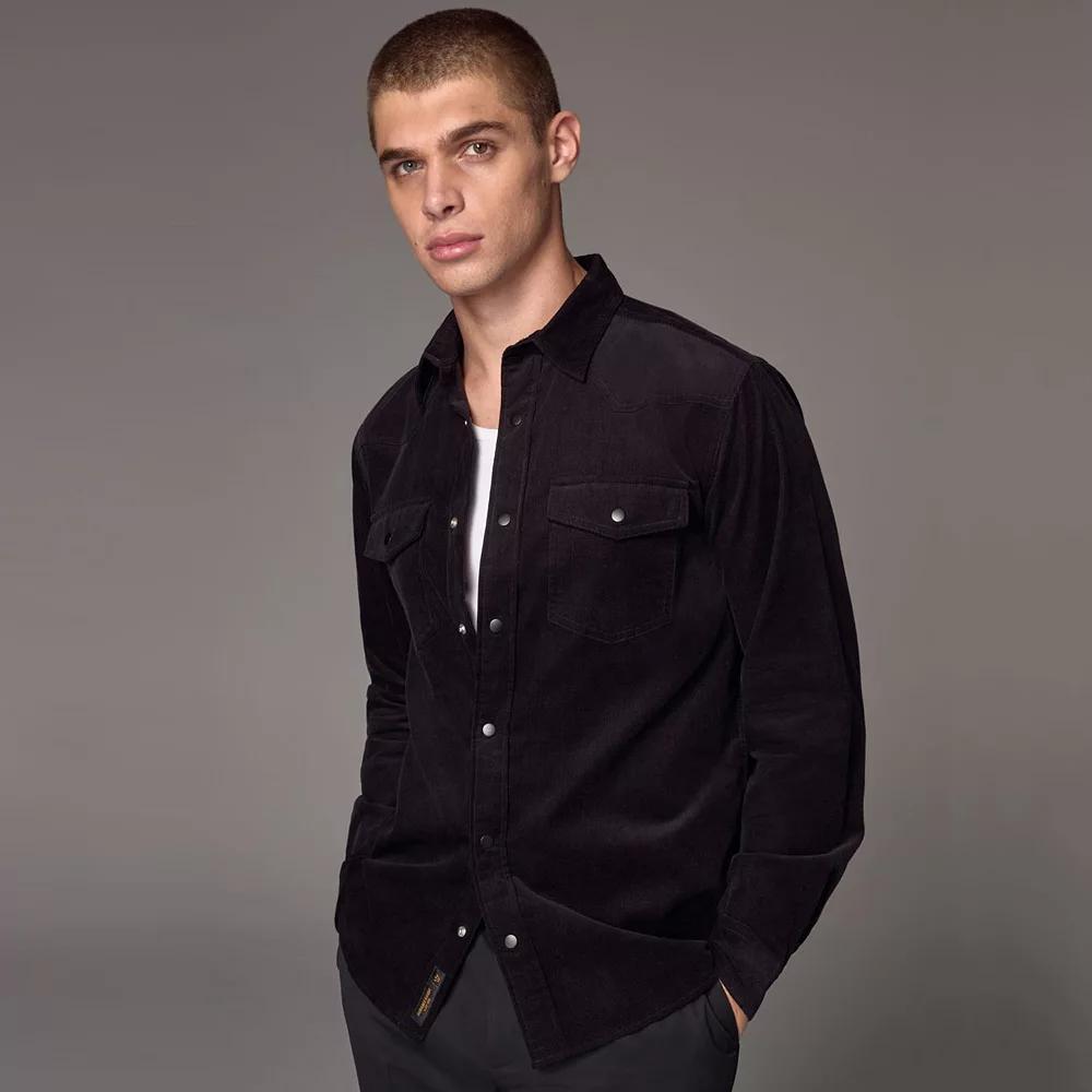 Men's NEXT Cord Western Shirt, Size: XL, Black Product Image
