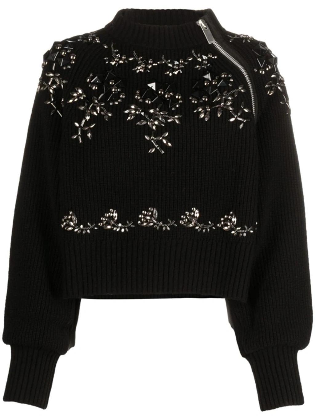 SACAI Zip-detail Intarsia-knit Jumper In 001 Product Image