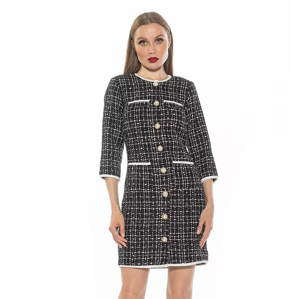 Women's ALEXIA ADMOR Kairo Tweed Dress, Size: 8, Black Team Product Image