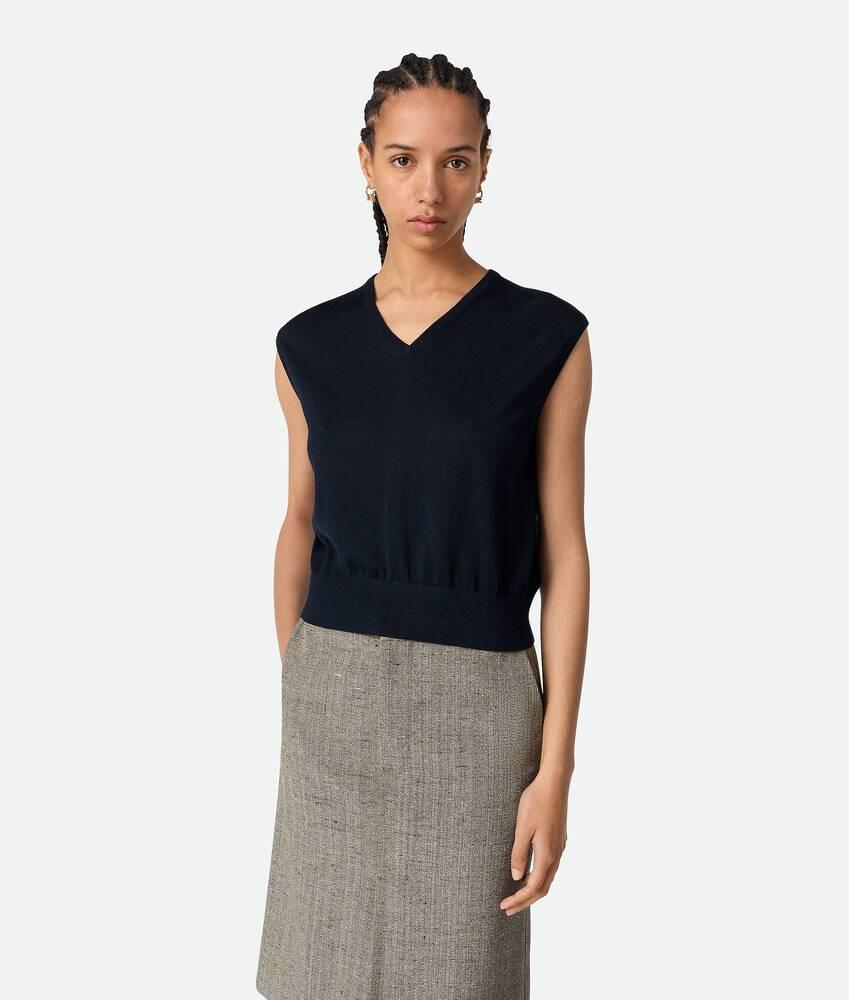 Women's Cotton And Viscose Twinset  in Navy Product Image