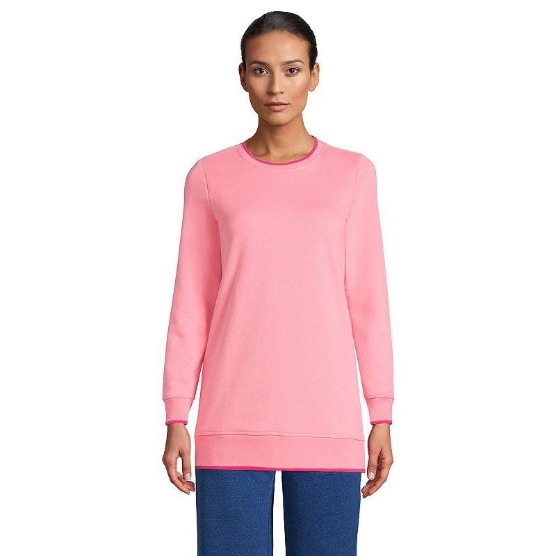 Petite Lands End Serious Sweats Crewneck Sweatshirt Tunic, Womens Gray Flecked Grey Product Image