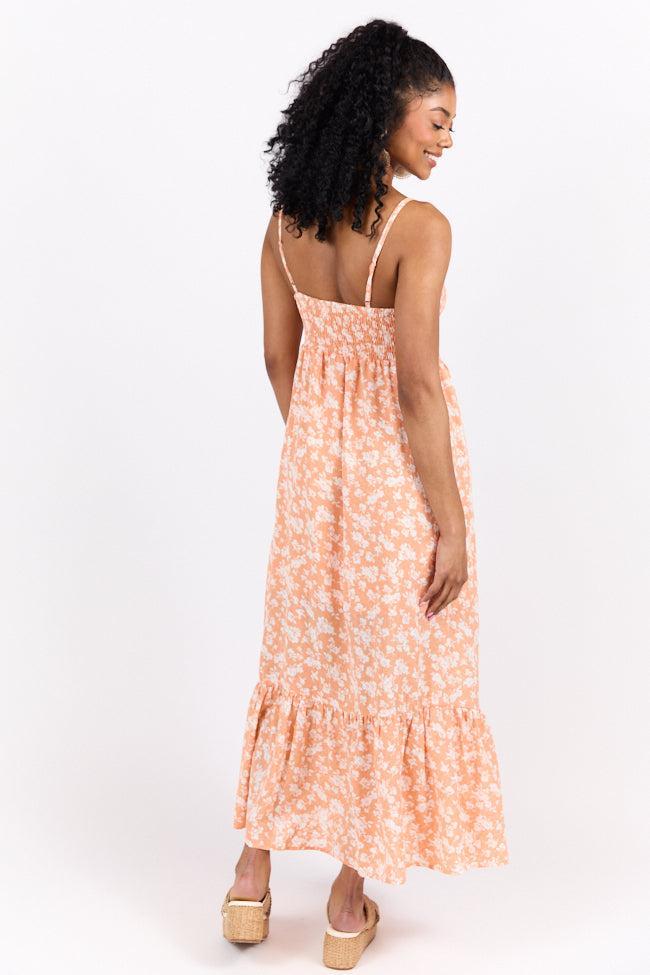 Blooming Beauty Orange Ditsy Floral Midi Dress SALE Product Image