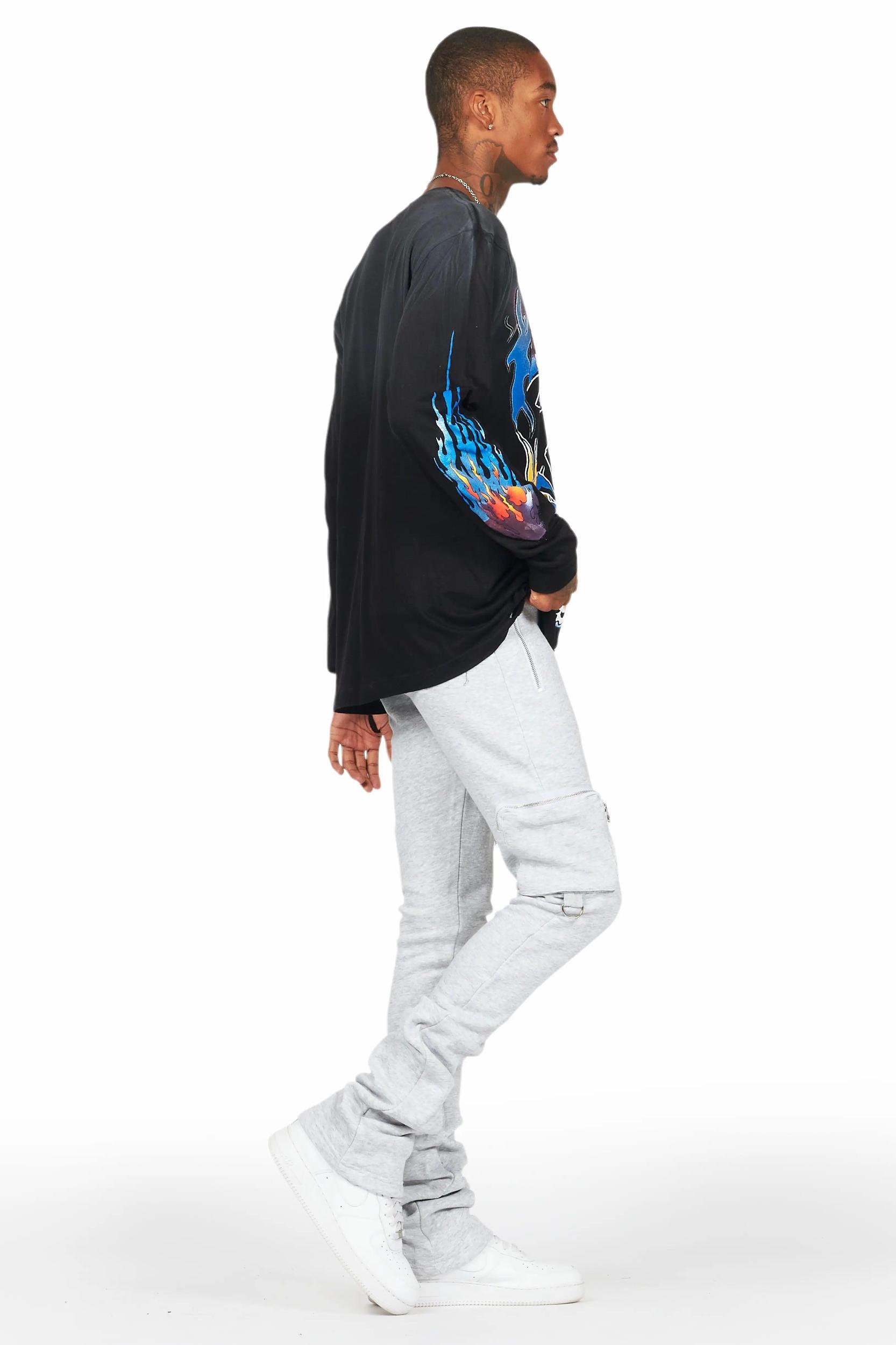 Colin Heather Grey Stacked Flare Trackpant Male Product Image
