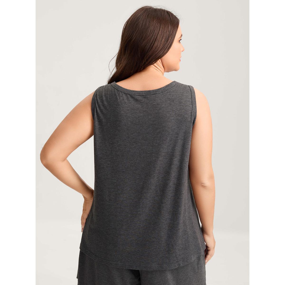 Plus Size Star & Moon Print Solid Tank Top Women DimGray Non Round Neck Everyday-Casual Tank Tops Camis BloomChic 10/M Product Image