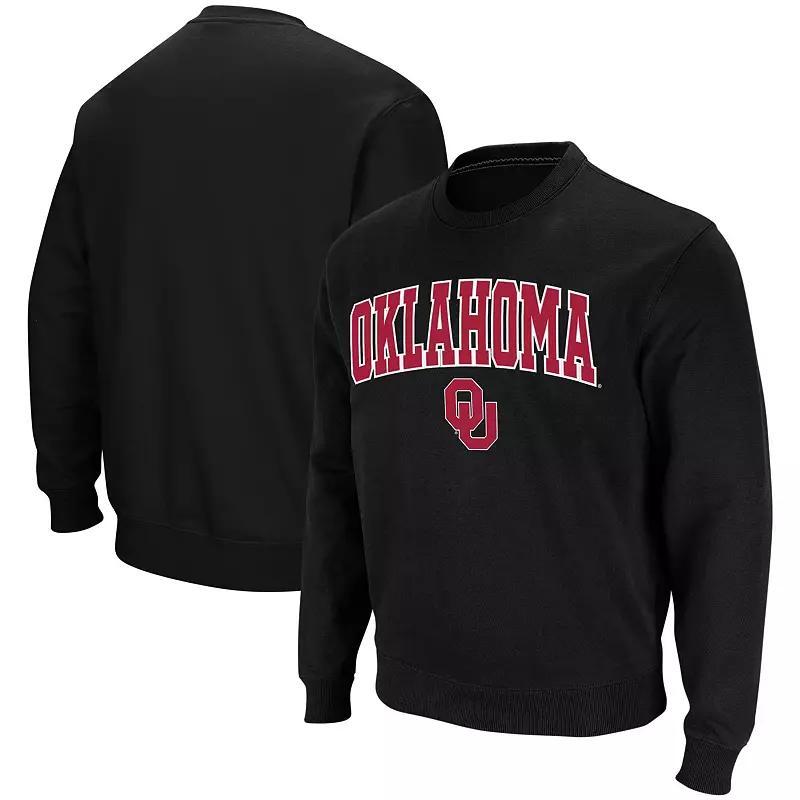 Men's Colosseum Black Oklahoma Sooners Arch & Logo Crew Neck Sweatshirt, Size: 2XL Product Image