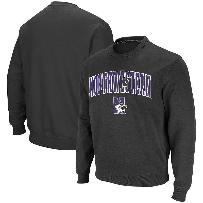 Men's Colosseum Charcoal Northwestern Wildcats Arch & Logo Crew Neck Sweatshirt, Size: Large Product Image
