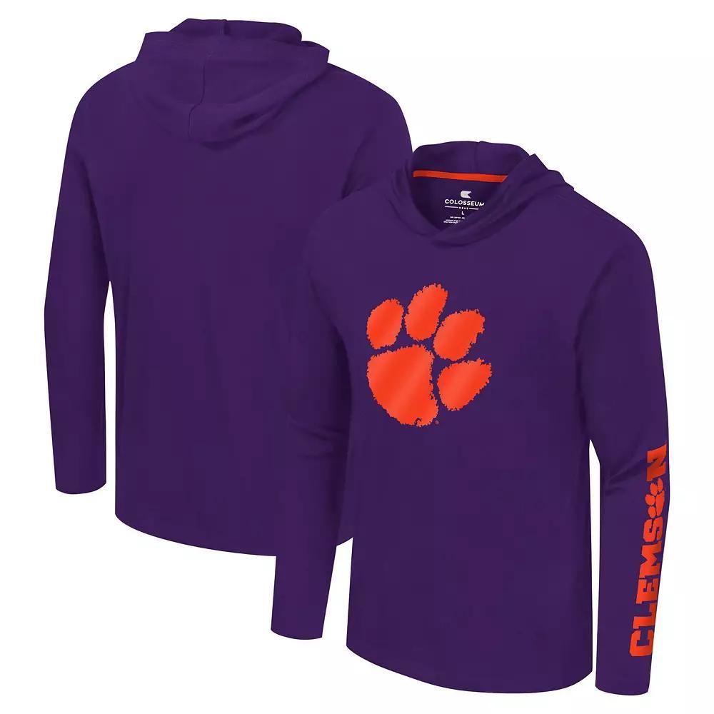 Men's Colosseum Purple Clemson Tigers Logo Lockup Active Blend Long Sleeve  T-Shirt Hoodie, Size: Large Product Image