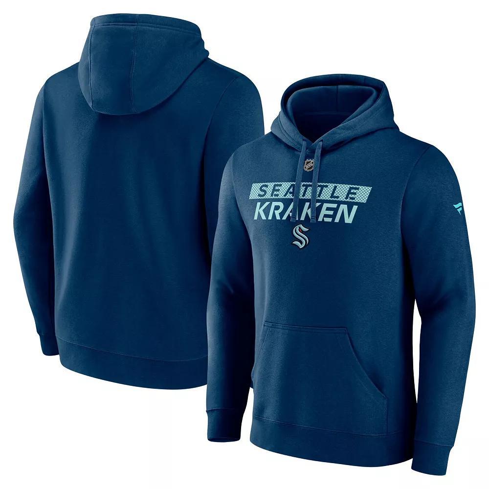 Men's Fanatics  Navy Seattle Kraken Authentic Pro Core Primary Fleece Pullover Hoodie, Size: Small, Krk Blue Product Image