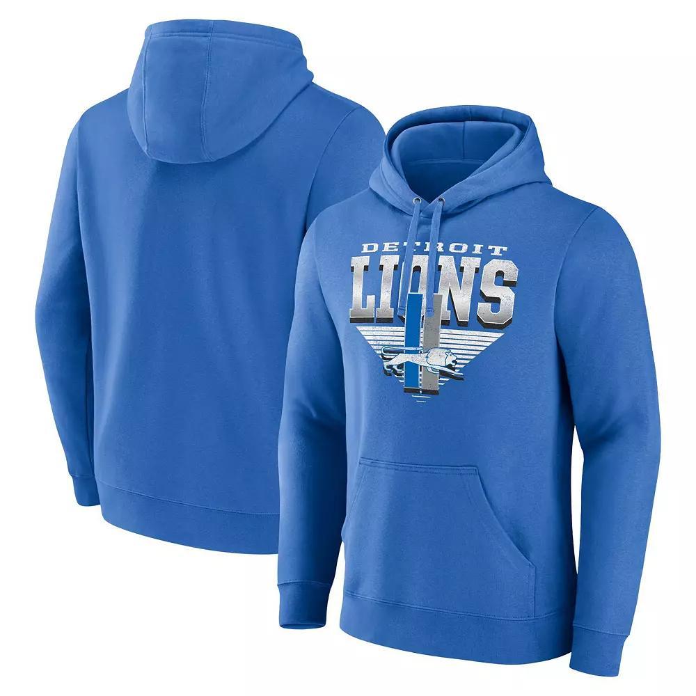 Men's Fanatics Blue Detroit Lions Geometric Chrome Pullover Hoodie, Size: Large Product Image