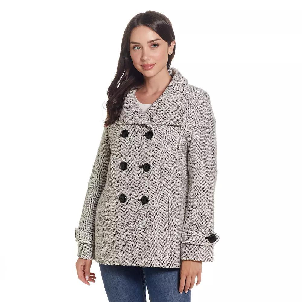 Women's Gallery Wool Peacoat, Size: XL, Black White Product Image