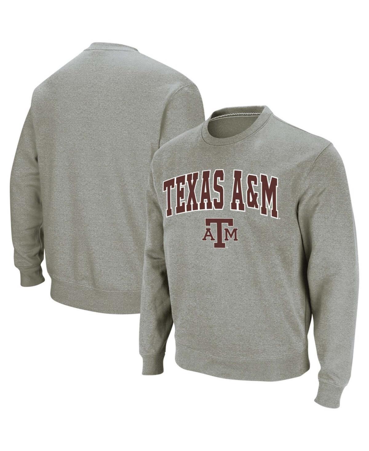 Mens Colosseum Heather Gray Texas A&M Aggies Arch & Logo Crew Neck Sweatshirt Product Image