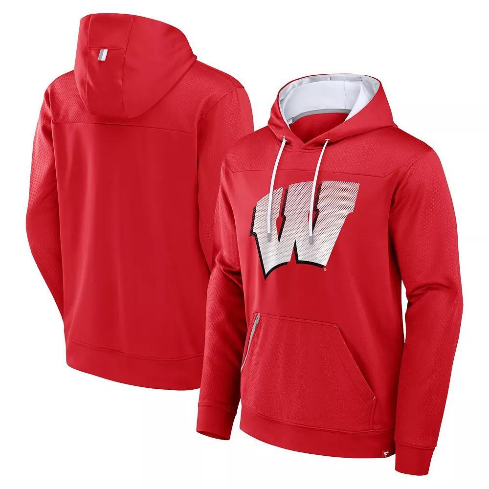 Men's Fanatics  Red Wisconsin Badgers Defender Dot Faded Primary Pullover Hoodie, Size: Medium Product Image