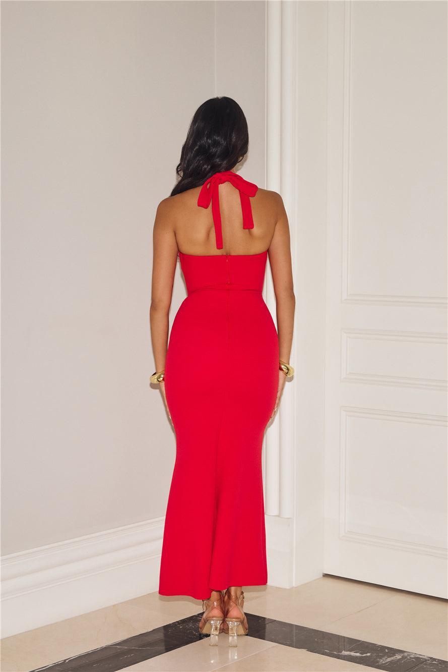 Flickers Of Fantasy Halter Maxi Dress Red Product Image