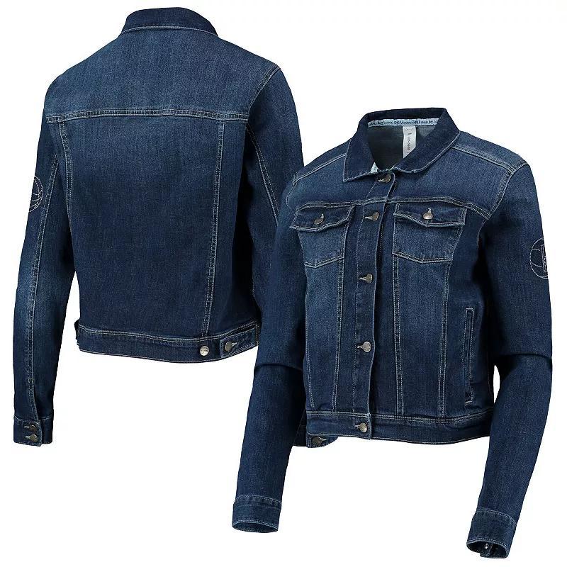 Women's Lusso Blue Brooklyn Nets Georgie Crystals Button-Up Denim Jacket, Size: XS Product Image
