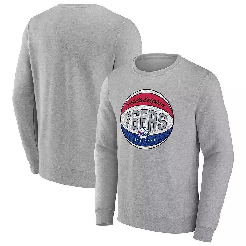 Men's Fanatics Branded Heathered Gray Philadelphia 76ers True Classics Vint Pullover Sweatshirt, Size: Small, 76r Grey Product Image