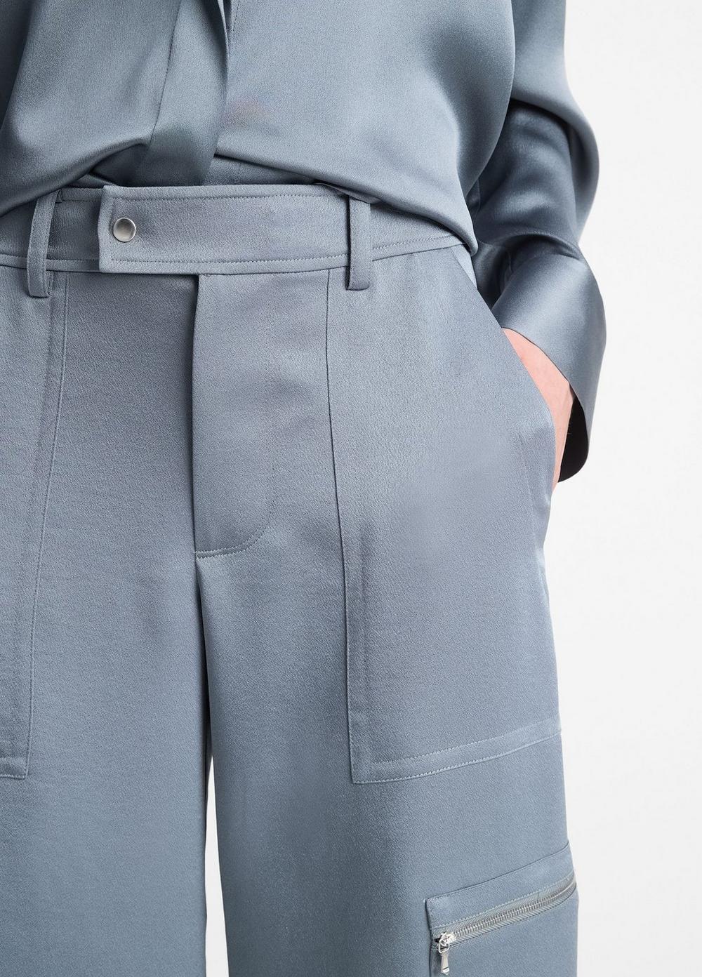 Womens Low-Rise Satin Parachute Crop Pant, Lake Stone, Size 10 Vince Product Image