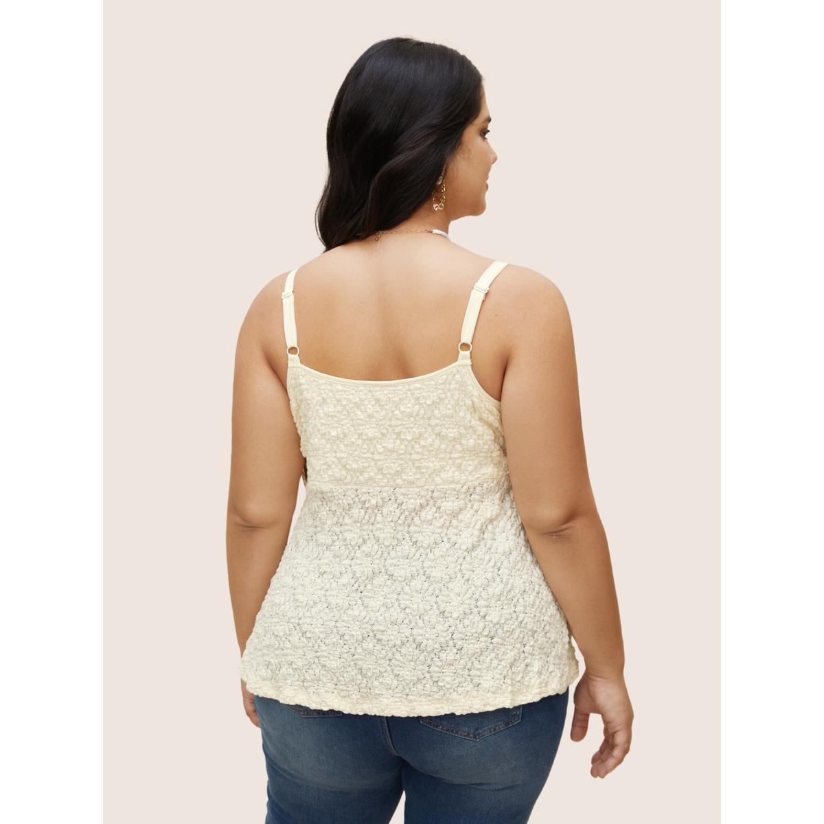 Plus Size Solid Textured Ruffle Hem Cami Top Women Beige Elegant Texture Strapless Everyday Tank Tops Camis BloomChic 30/6X Product Image