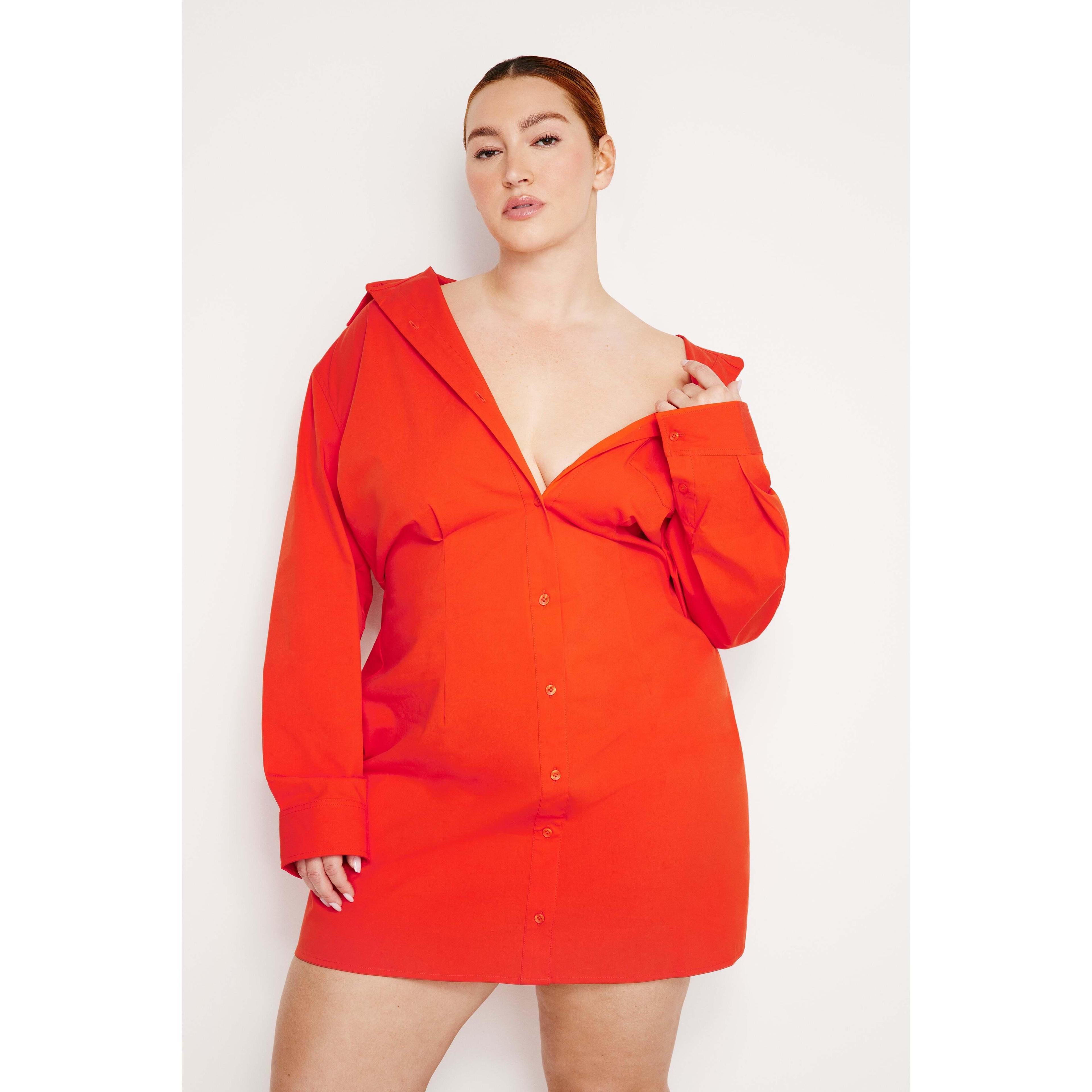 Womens Cotton-Blend Poplin Shirtdress Product Image