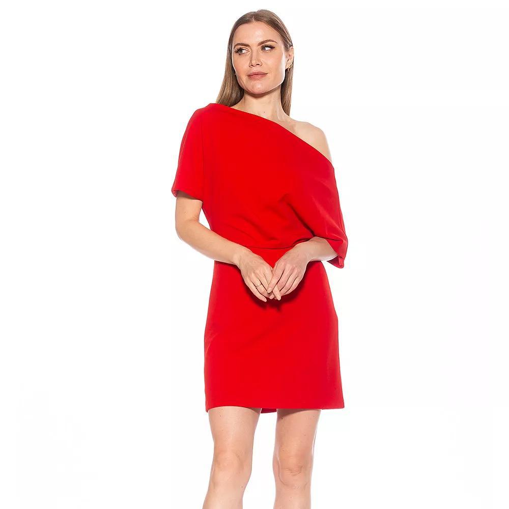 Women's ALEXIA ADMOR Draped Shoulder Mini A-Line Dress, Size: XS, Lapis Product Image