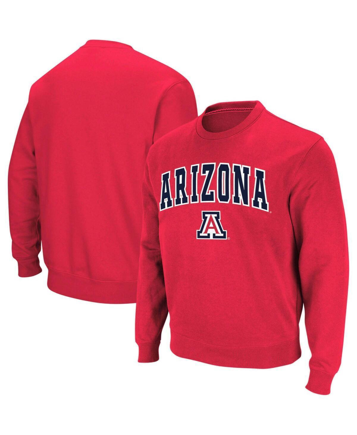 Men's Colosseum White Arizona Wildcats Arch & Logo Crew Neck Sweatshirt, Size: 3XL Product Image
