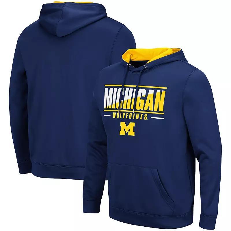 Mens Colosseum Michigan Wolverines Slash Stack 2.0 Pullover Hoodie Blue Product Image