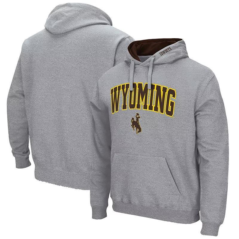 Men's Colosseum Heathered Gray Wyoming Cowboys Arch and Logo Pullover Hoodie, Size: Large, Wyo Grey Product Image