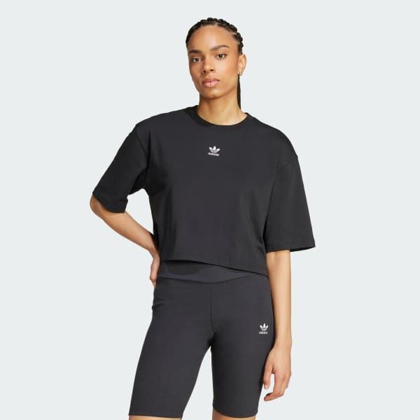 adidas Essentials Crop Tee Black 2XL Womens Product Image