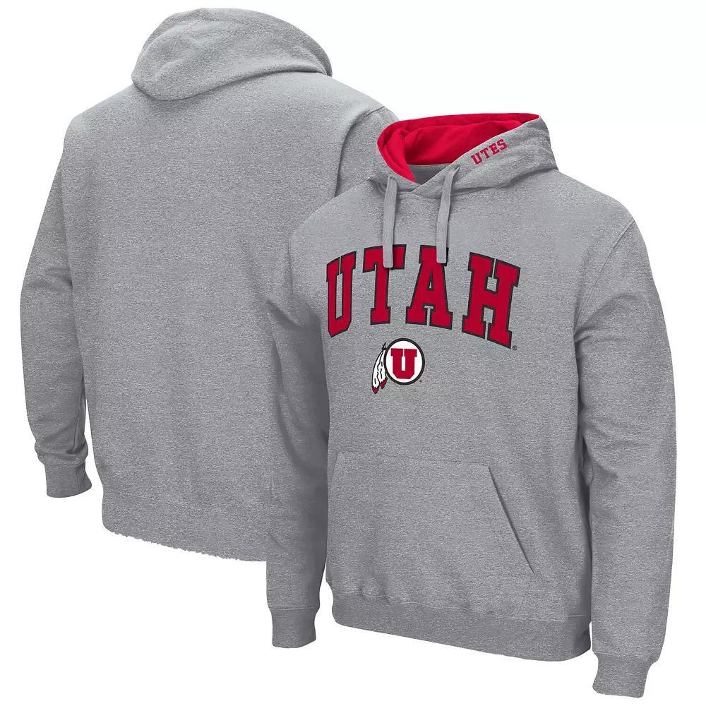 Men's Colosseum Heathered Gray Utah Utes Arch and Logo Pullover Hoodie, Size: 3XL, Ute Grey Product Image