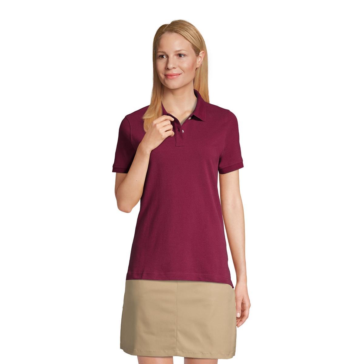 Women's Lands' End School Uniform Short Sleeve Mesh Polo Shirt, Size: Large, Blue Product Image