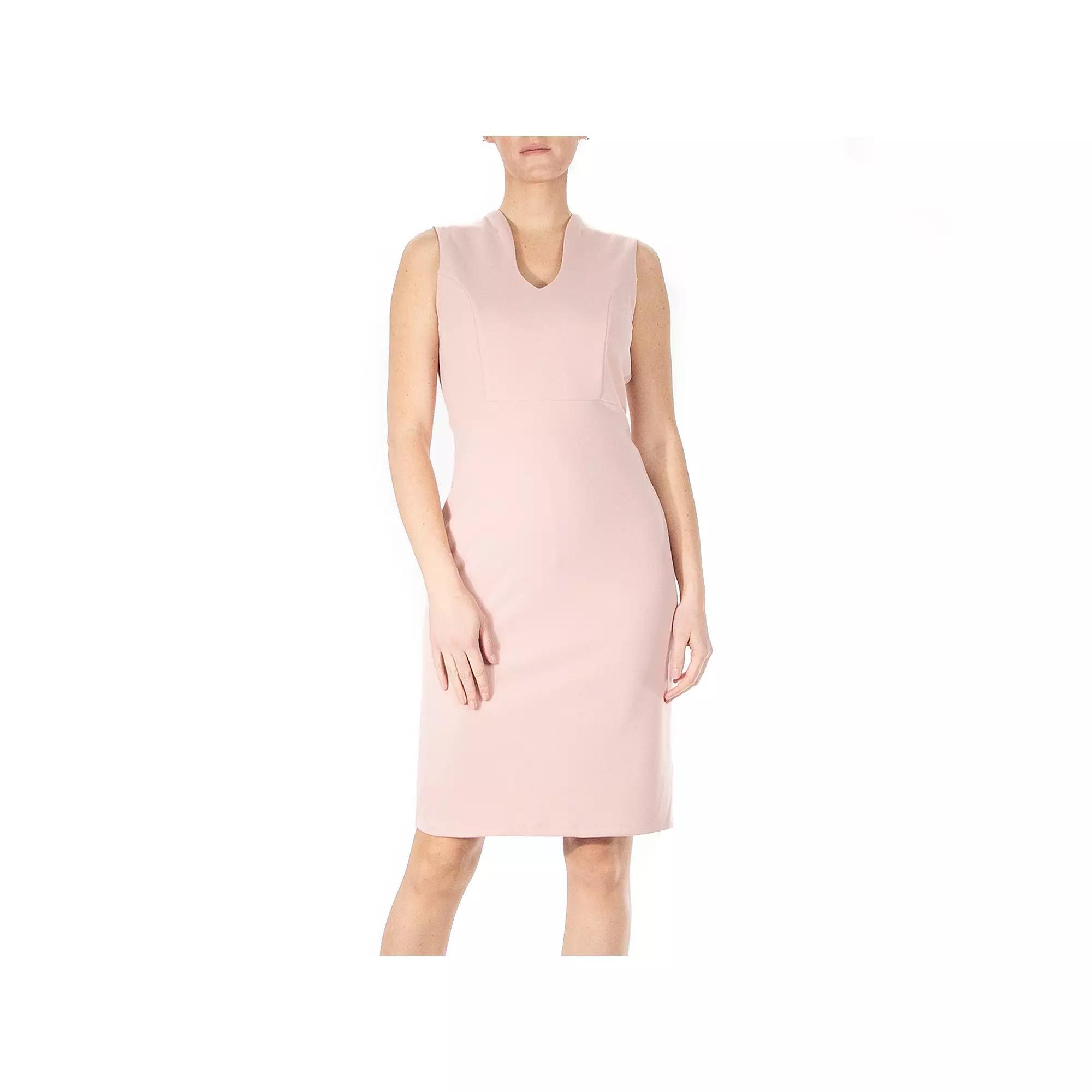 Women's Nina Leonard U-Neck Midi Sheath Dress, Size: Medium, Blush Product Image