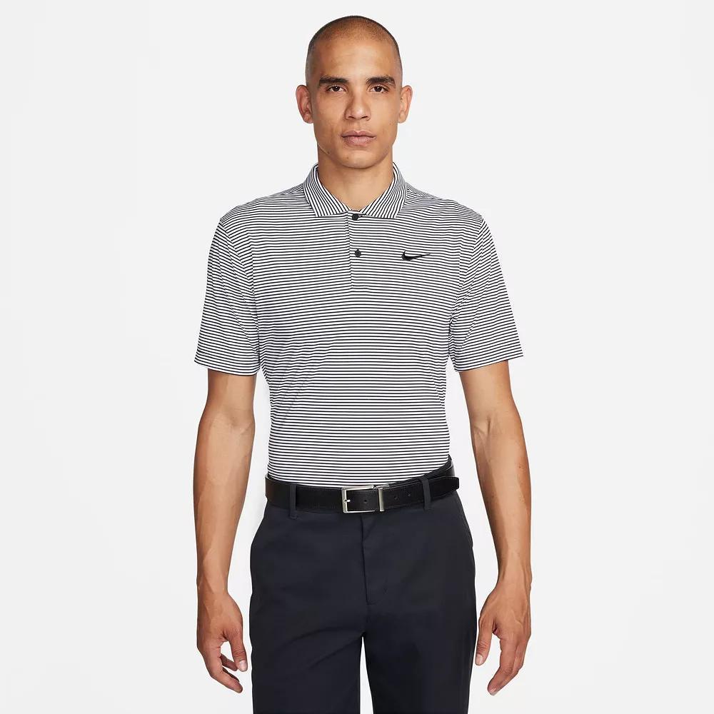 Men's Nike Striped Dri-FIT Golf Polo, Size: XL, Black Grey Product Image