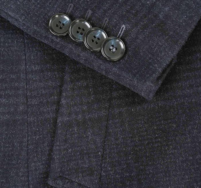 English Laundry Blue Tone-on-tone Glen Plaid Slim Fit Wool Blend Short Coat with Detachable Full Zipper Product Image