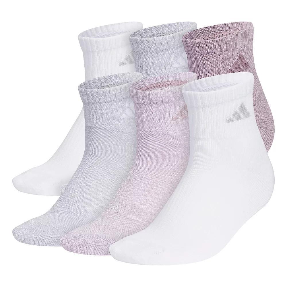 Women's adidas 6-Pack Athletic Quarter Length Socks, Size: 5-10, Light Purple Product Image