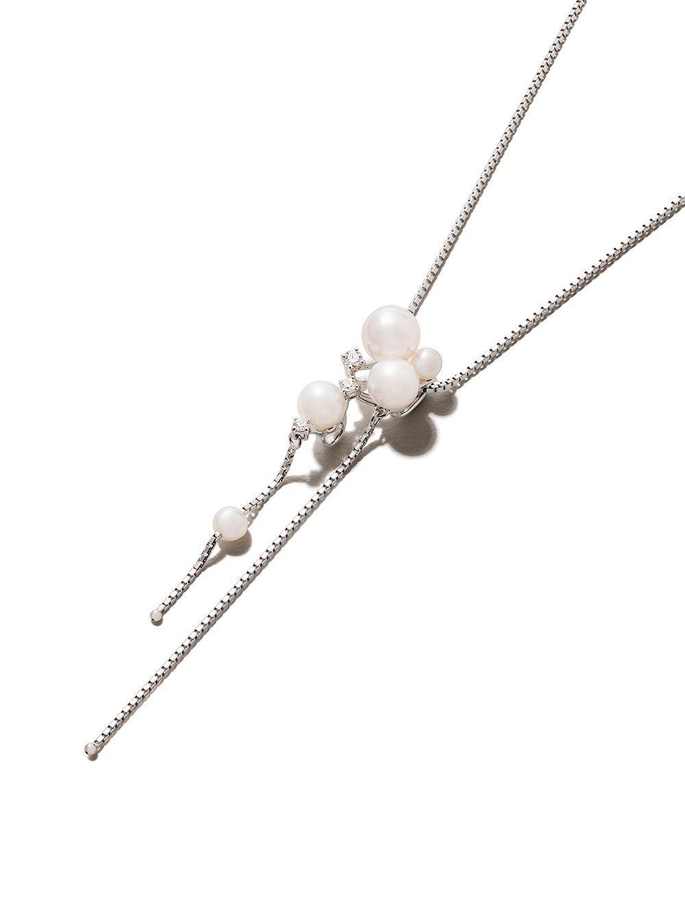 18kt white gold Akoya pearl and diamond necklace Product Image