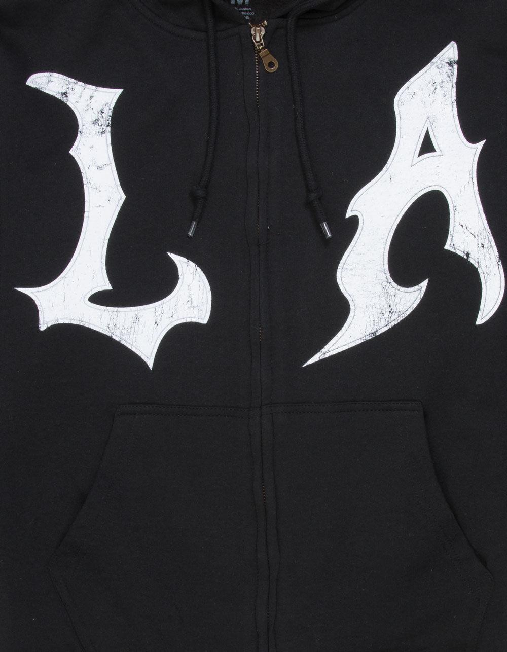 SAME GANG LA Grunge Mens Zip-Up Hoodie - BLACK Product Image