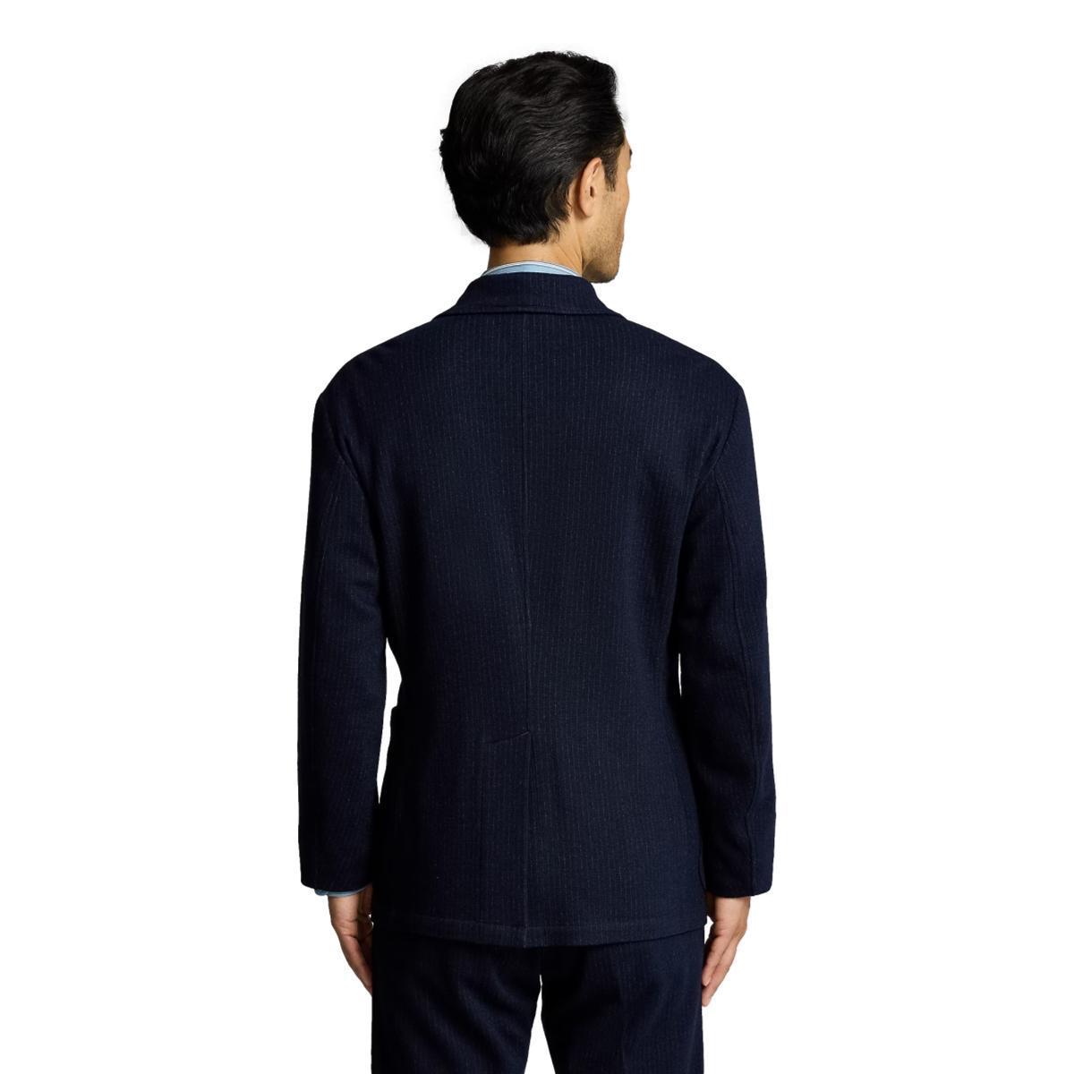 Unconstructed Jacquard-Knit Sport Coat Navy Multi Product Image